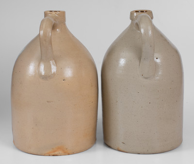 Two Two-Gallon Fort Edward, New York Stoneware Jugs w/ Floral Decoration