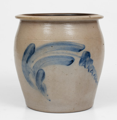 One-Gallon Williamsport, PA Stoneware Jar w/ Cobalt Floral Decoration