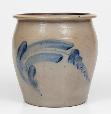 One-Gallon Williamsport, PA Stoneware Jar w/ Cobalt Floral Decoration