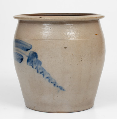 One-Gallon Williamsport, PA Stoneware Jar w/ Cobalt Floral Decoration