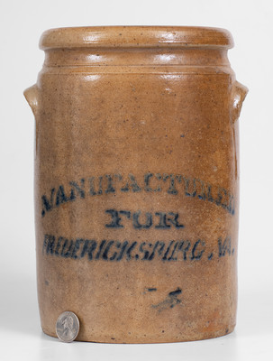 Scarce Fredericksburg, VA Stoneware Advertising Jar, Ohio origin