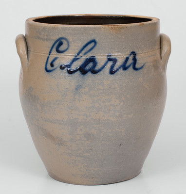 New York / New Jersey Stoneware Presentation Jar, Inscribed "Clara," mid 19th century