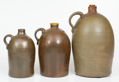 Lot of Three: Wheeling, WV Stoneware Advertising Jugs, Western PA origin, circa 1880