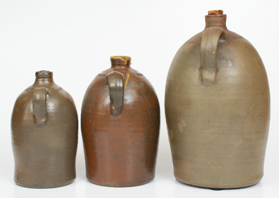 Lot of Three: Wheeling, WV Stoneware Advertising Jugs, Western PA origin, circa 1880