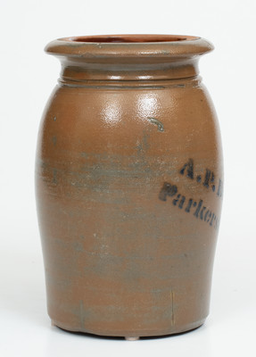 Scarce A.P. Donaghho Stoneware Canning Jar w/ Misspelled Maker s Mark, Parkersburg, WV