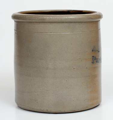 One-Gallon A.P. Donaghho. / Parkersburg. W. Va. Cobalt-Decorated Stoneware Crock