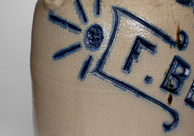 Exceptional Oversized Stoneware Storefront Water Cooler for Toledo, OH Liquor Dealer, circa 1890