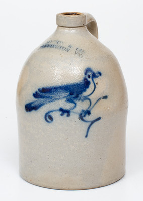 J. NORTON & CO. / BENNINGTON, VT Stoneware Bird Jug, circa 1860