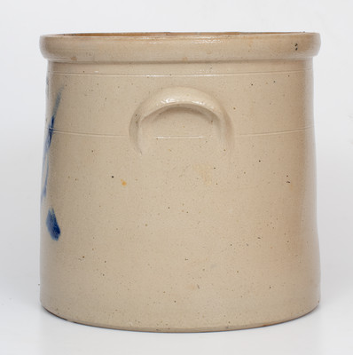 Four-Gallon G.S. GUY & CO. / FORT EDWARD, N.Y. Stoneware Crock w/ Cobalt Double Bird Decoration