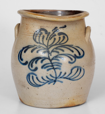 Two-Gallon EDMANDS & CO. (Charlestown, MA) Stoneware Jar w/ Cobalt Floral Decoration