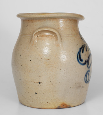 Two-Gallon EDMANDS & CO. (Charlestown, MA) Stoneware Jar w/ Cobalt Floral Decoration