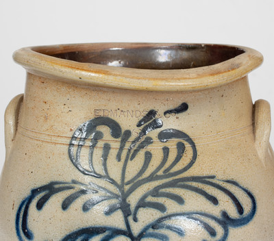 Two-Gallon EDMANDS & CO. (Charlestown, MA) Stoneware Jar w/ Cobalt Floral Decoration