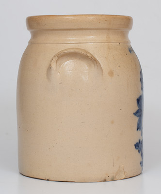WHITES UTICA (New York) Stoneware Jar w/ Cobalt Floral Decoration