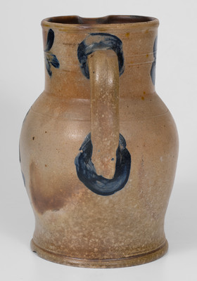 Remmey Pottery, Philadelphia, PA Stoneware Pitcher w/ Cobalt Floral Decoration, circa 1865