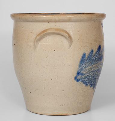 Four-Gallon EVAN R. JONES / PITTSTON, PA Stoneware Jar w/ Elaborate Cobalt Floral Decoration