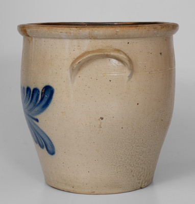 Four-Gallon EVAN R. JONES / PITTSTON, PA Stoneware Jar w/ Elaborate Cobalt Floral Decoration