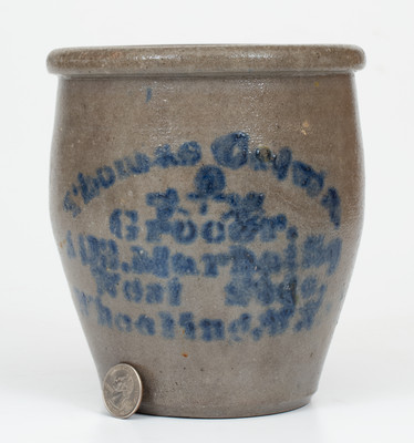 Small-Sized Wheeling, West Virginia Advertising Jar, circa 1880, Western PA origin