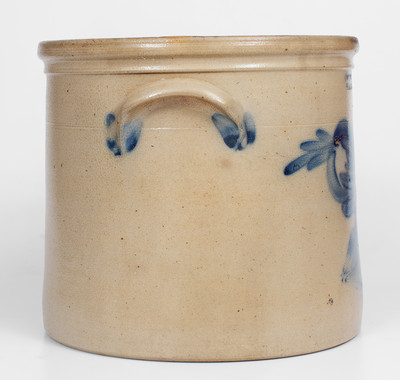 Four-Gallon COWDEN & WILCOX / HARRISBURG, PA Stoneware Crock w/ Cobalt Floral Decoration