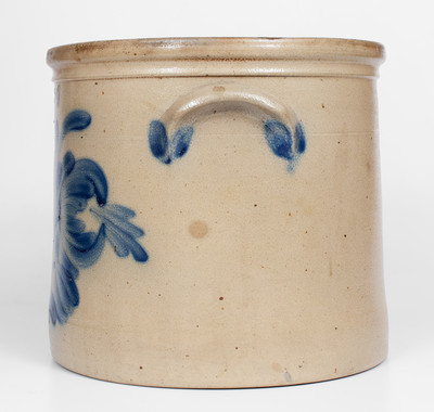 Four-Gallon COWDEN & WILCOX / HARRISBURG, PA Stoneware Crock w/ Cobalt Floral Decoration