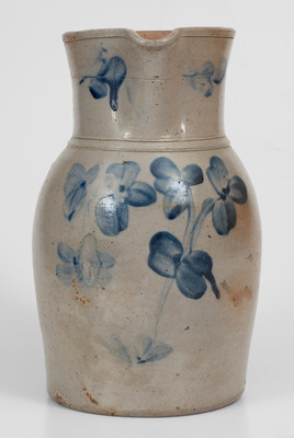 One-and-a-Half-Gallon Baltimore Stoneware Pitcher w/ Clover Decoration, circa 1880