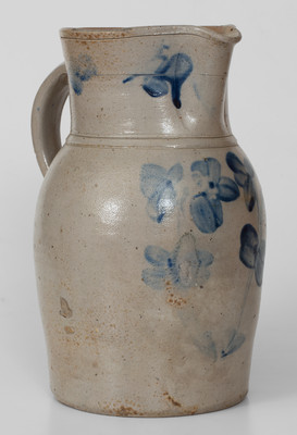 One-and-a-Half-Gallon Baltimore Stoneware Pitcher w/ Clover Decoration, circa 1880