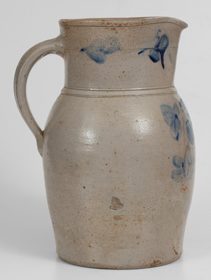 One-and-a-Half-Gallon Baltimore Stoneware Pitcher w/ Clover Decoration, circa 1880