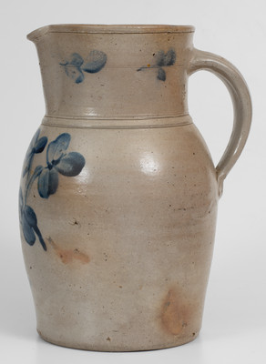 One-and-a-Half-Gallon Baltimore Stoneware Pitcher w/ Clover Decoration, circa 1880