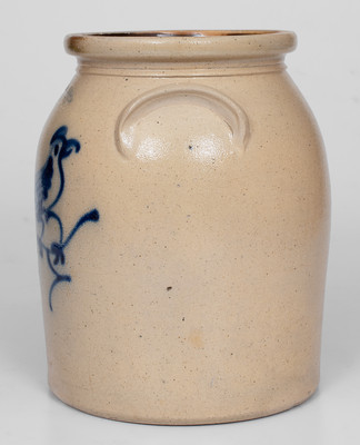 J. NORTON & CO. / BENNINGTON, VT Stoneware Jar w/ Cobalt Bird Decoration, circa 1860