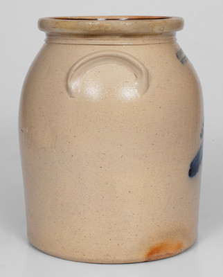 J. NORTON & CO. / BENNINGTON, VT Stoneware Jar w/ Cobalt Bird Decoration, circa 1860