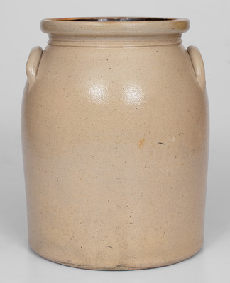 J. NORTON & CO. / BENNINGTON, VT Stoneware Jar w/ Cobalt Bird Decoration, circa 1860