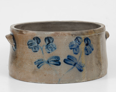 Three-Gallon Baltimore Stoneware Cake Crock w/ Cobalt Clover Decoration, circa 1860