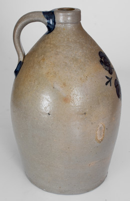 Samuel I. Irvine / Newville, Pennsylvania Stoneware Jug w/ Cobalt Floral Decoration, c1865