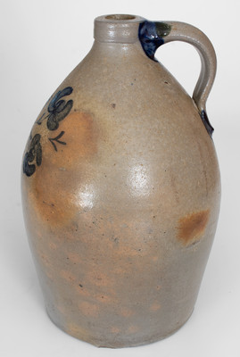 Samuel I. Irvine / Newville, Pennsylvania Stoneware Jug w/ Cobalt Floral Decoration, c1865