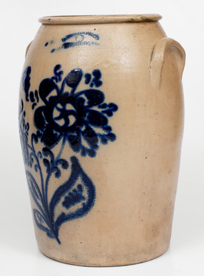Exceptional T.H. WILLSON & CO. / HARRISBURG, PA Three-Gallon Stoneware Jar w/ Elaborate Decoration, 1852-55