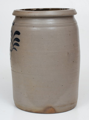 Attrib. Thompson Pottery, Morgantown, WV Stoneware Jar w/ Cobalt Floral Decoration, circa 1865