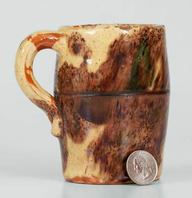 Multi-Glazed Shenandoah Valley Redware Mug, Strasburg, Virginia, circa 1890