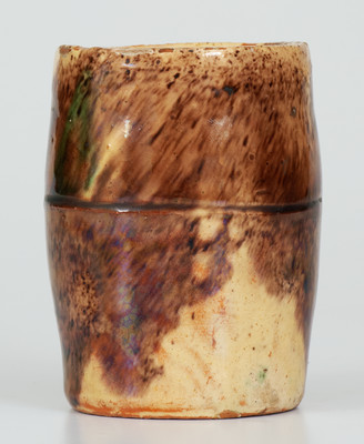 Multi-Glazed Shenandoah Valley Redware Mug, Strasburg, Virginia, circa 1890