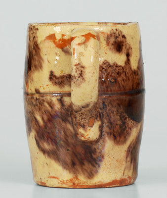 Multi-Glazed Shenandoah Valley Redware Mug, Strasburg, Virginia, circa 1890