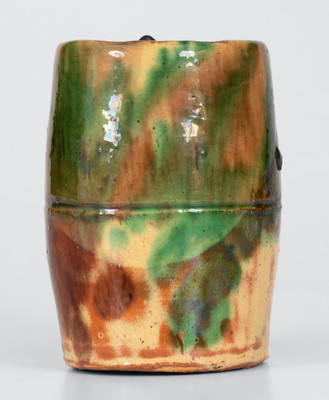 Multi-Glazed Redware Mug, Shenandoah Valley origin (Strasburg, Virginia)