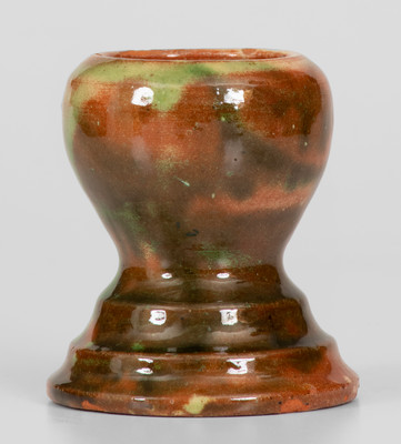 Multi-Glazed Shenandoah Valley Redware Egg Cup, J. Eberly & Co. or S. Bell & Sons, Strasburg, VA