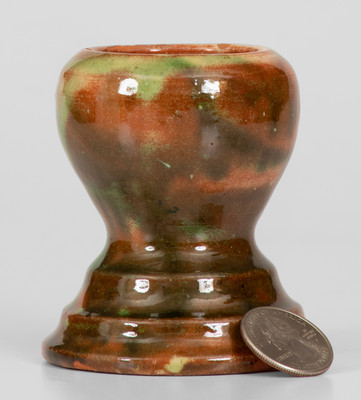 Multi-Glazed Shenandoah Valley Redware Egg Cup, J. Eberly & Co. or S. Bell & Sons, Strasburg, VA