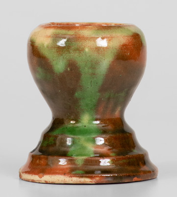 Multi-Glazed Shenandoah Valley Redware Egg Cup, J. Eberly & Co. or S. Bell & Sons, Strasburg, VA