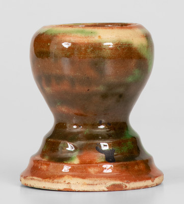 Multi-Glazed Shenandoah Valley Redware Egg Cup, J. Eberly & Co. or S. Bell & Sons, Strasburg, VA