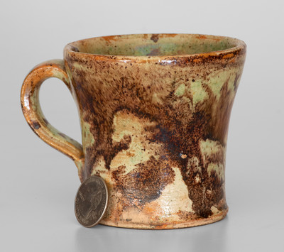 Exceptional BAECHER / WINCHESTER, VA Redware Mug, Anthony Bacher, circa 1880