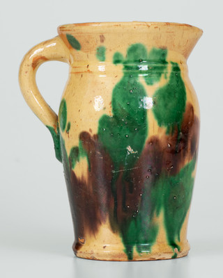 Multi-Glazed Redware Cream Pitcher, attrib. S. Bell & Sons or J. Eberly & Co., Strasburg, VA, c1890