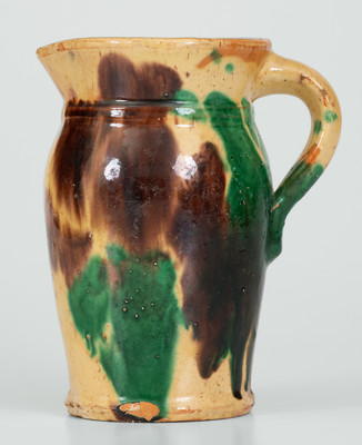 Multi-Glazed Redware Cream Pitcher, attrib. S. Bell & Sons or J. Eberly & Co., Strasburg, VA, c1890