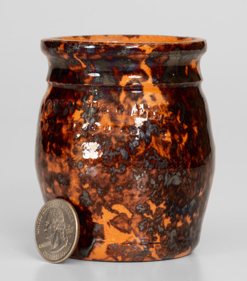 Exceptional Miniature JOHN W. BELL / WAYNESBORO, Pa. Glazed Redware Jar