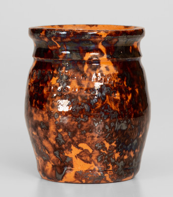 Exceptional Miniature JOHN W. BELL / WAYNESBORO, Pa. Glazed Redware Jar