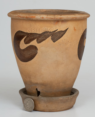 S. BELL & SON. / STRASBURG, Virginia Redware Flowerpot