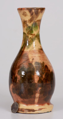 Rare and Fine Multi-Glazed Redware Vase, attrib. J. Eberly & Co., Strasburg, VA